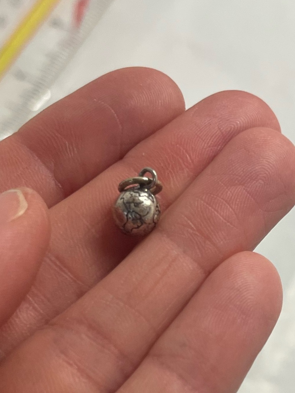 Vintage tiny silver earth planet space charm
